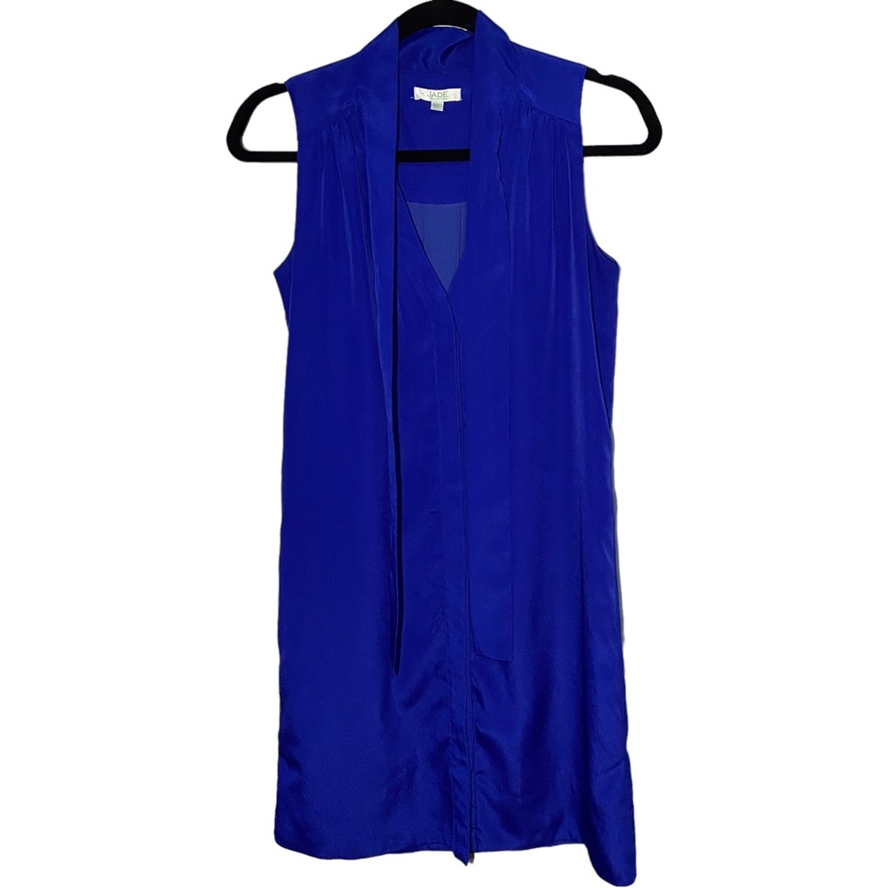 Jade Melody Tam Womens‎ XS Royal Blue Tie Neck Sleeveless Mini Dress Tank